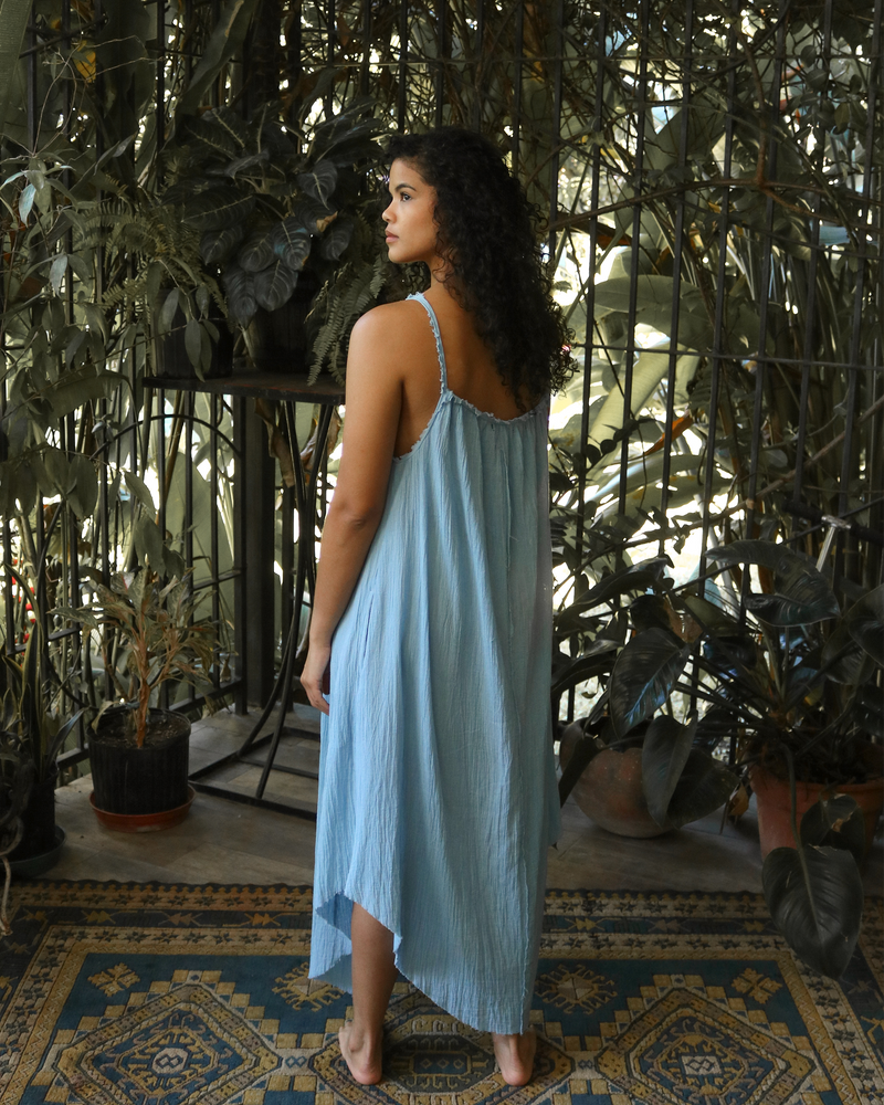 Ines Cotton Maxi Dress - Blue (Backorder)
