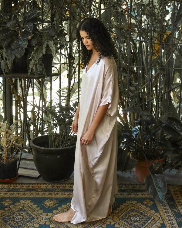 Classic Silk-Satin Kaftan - Champagne (Backorder)