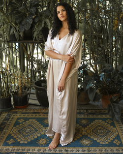 Classic Silk-Satin Kaftan - Champagne (Backorder)