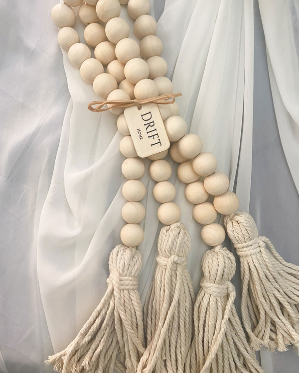 Wooden Beads and  Macrame Cord Garland